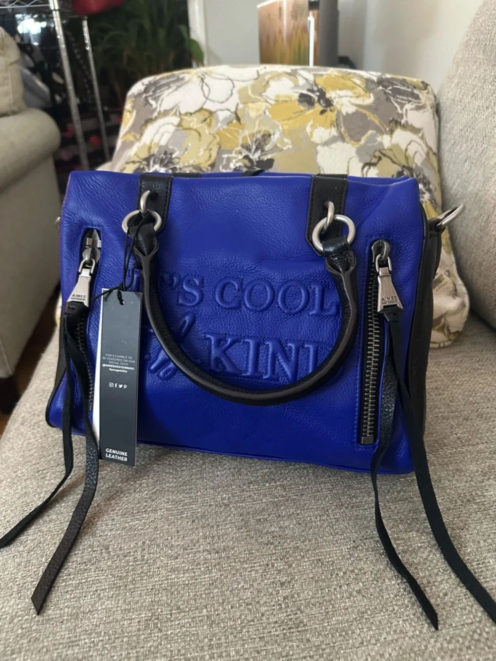 Aimee KESTENBERG Cool One-of-a-Kind Cobalt Leather Satchel NWT
